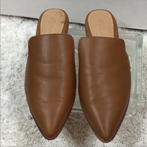 Madewell tan leather flat slides 8